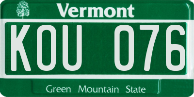 VT license plate KOU076