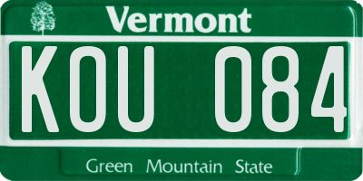VT license plate KOU084
