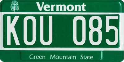 VT license plate KOU085