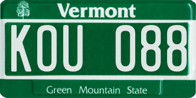 VT license plate KOU088