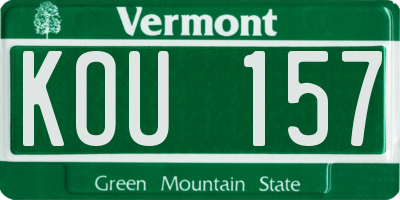 VT license plate KOU157