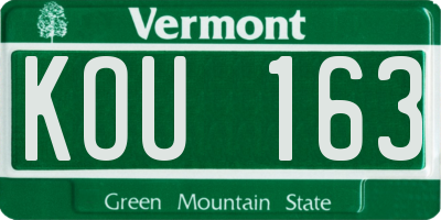 VT license plate KOU163