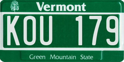 VT license plate KOU179