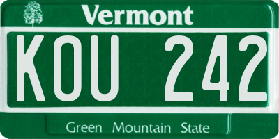 VT license plate KOU242