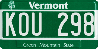 VT license plate KOU298