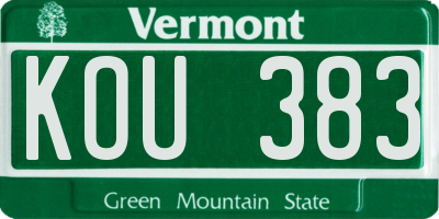 VT license plate KOU383