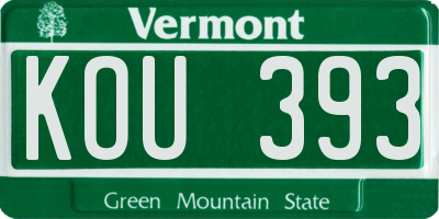 VT license plate KOU393