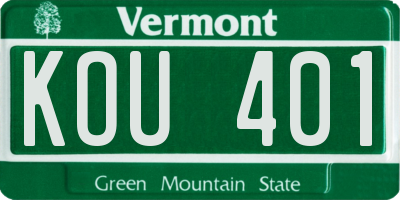 VT license plate KOU401