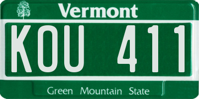 VT license plate KOU411