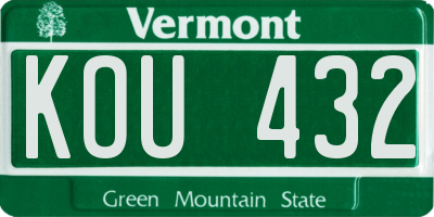 VT license plate KOU432