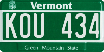 VT license plate KOU434