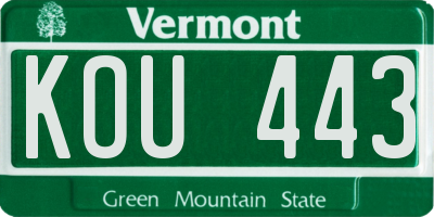 VT license plate KOU443