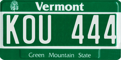 VT license plate KOU444