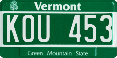 VT license plate KOU453