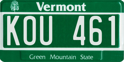 VT license plate KOU461