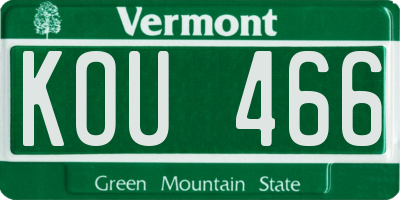 VT license plate KOU466