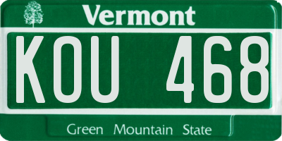 VT license plate KOU468