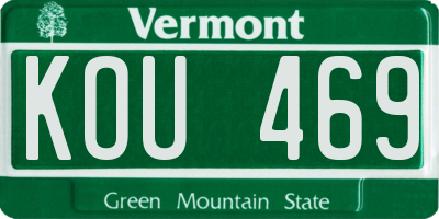 VT license plate KOU469