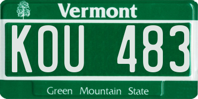 VT license plate KOU483