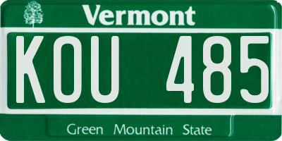 VT license plate KOU485