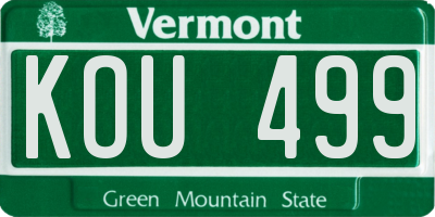 VT license plate KOU499