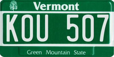 VT license plate KOU507