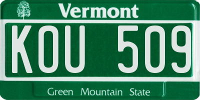 VT license plate KOU509