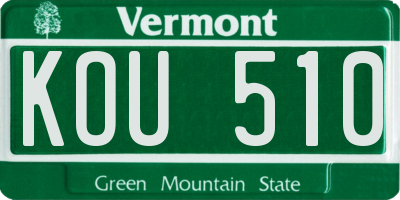 VT license plate KOU510