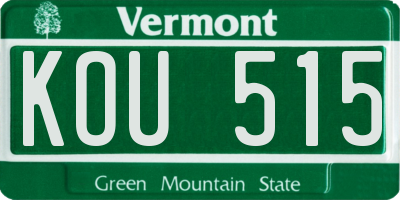 VT license plate KOU515