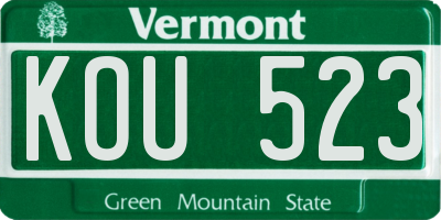 VT license plate KOU523