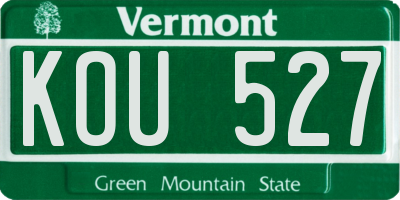 VT license plate KOU527