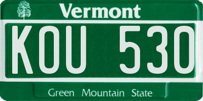 VT license plate KOU530