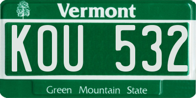VT license plate KOU532