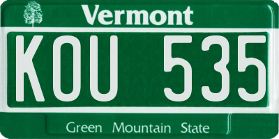 VT license plate KOU535
