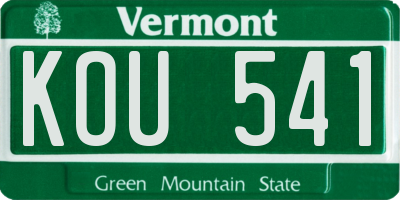 VT license plate KOU541