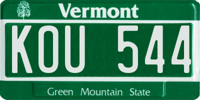 VT license plate KOU544