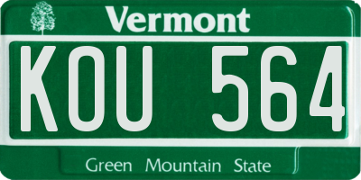 VT license plate KOU564