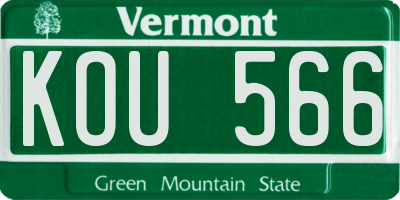 VT license plate KOU566