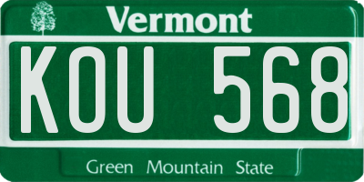 VT license plate KOU568
