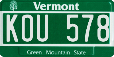 VT license plate KOU578