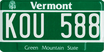 VT license plate KOU588