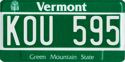 VT license plate KOU595