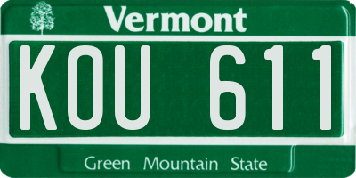 VT license plate KOU611