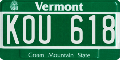 VT license plate KOU618
