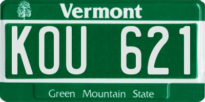 VT license plate KOU621