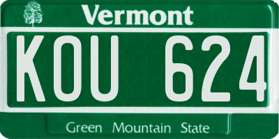 VT license plate KOU624