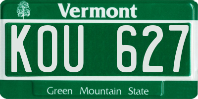VT license plate KOU627