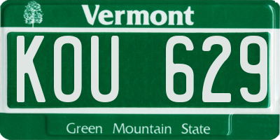 VT license plate KOU629