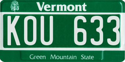 VT license plate KOU633