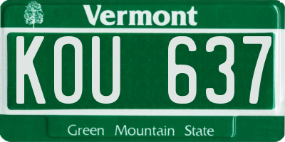 VT license plate KOU637
